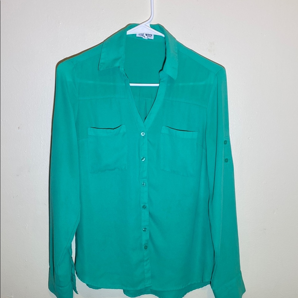 Green Button-Up Blouse